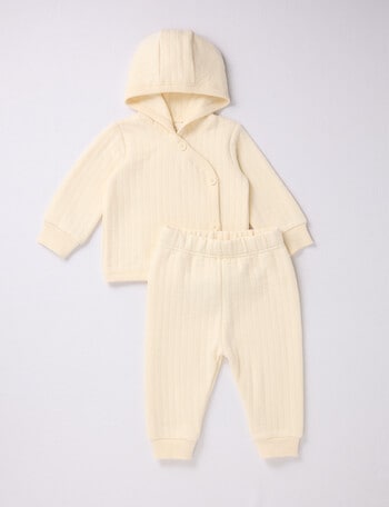 Little Bundle Elephant Quilted 2-Piece Clothing Set, Cream product photo