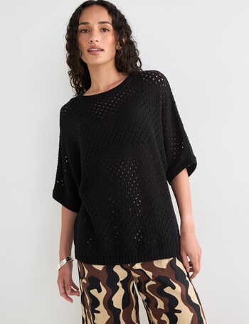 Zest Mesh Knitwear Jumper, Black product photo