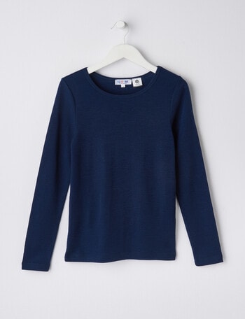 Blue Ink Merino Long Sleeve Top, Navy, 8-14 product photo
