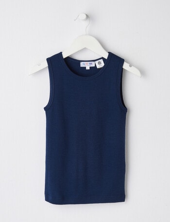Blue Ink Merino Singlet, Navy, 2-7 product photo