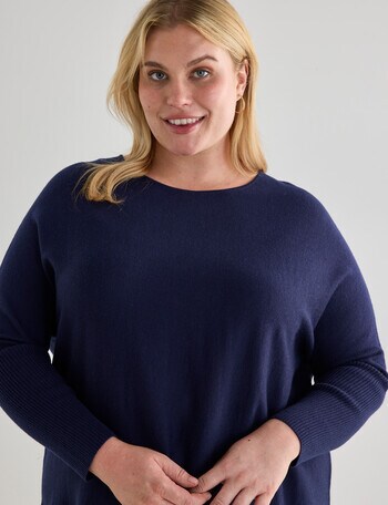 North South Curve Merino Blend Curve Hem Jumper, Midnight product photo
