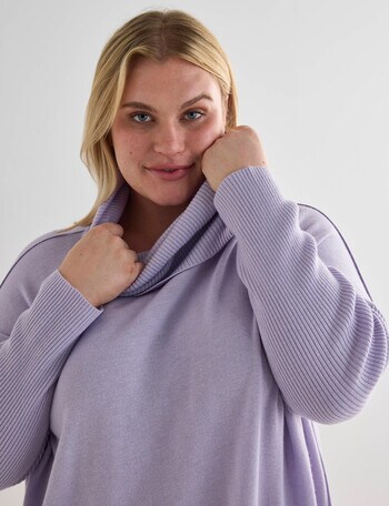 North South Curve Merino Blend Roll Neck Sweater, Galactic Lilac product photo