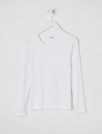 Blue Ink Bamboo Long Sleeve Top, White, 8-14 product photo