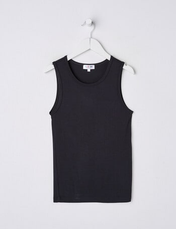Blue Ink Bamboo Singlet, Black, 8-14 product photo