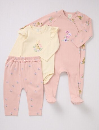 Little Bundle Forest Friends Sleep Set, 3-Piece, Pink & Cream product photo