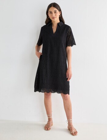 Whistle Embroidered Shift Dress, Black product photo