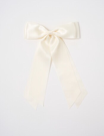 Mac & Ellie Satin Bow Clip, Vanilla product photo