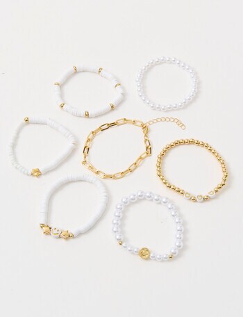 Mac & Ellie Smiley White Bracelet Set, White product photo
