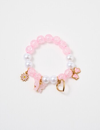 Mac & Ellie Charm Bracelet, Pink, White & Gold product photo