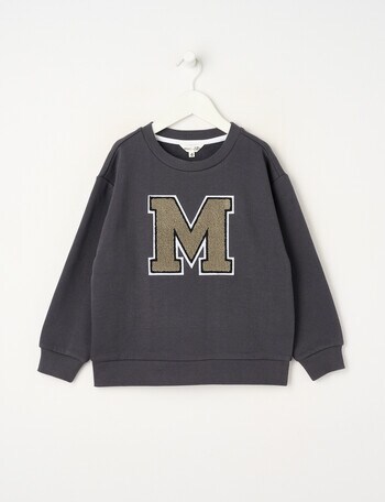 Mac & Ellie M Oversize Crew Sweater, Charcoal product photo