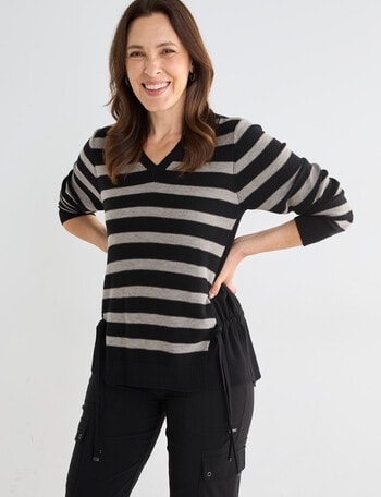 Line 7 Elation Striped Knit Jersey, Brown & Black product photo