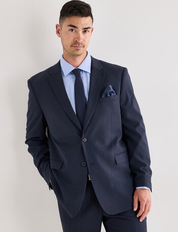 Laidlaw + Leeds Subtle Stripe Classic Suit Jacket, Navy product photo