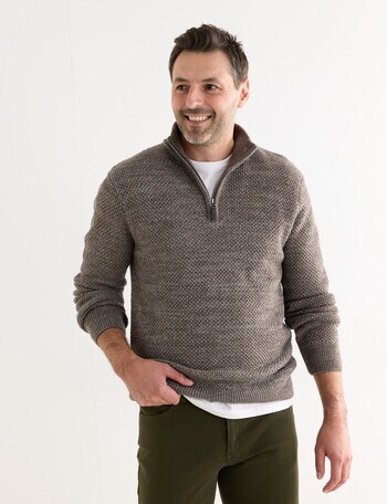 Chisel 1/4 Zip Textured Sweater, Fawn Marle product photo