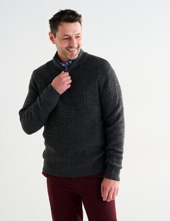 Chisel Rib 1/4 Zip Sweater, Charcoal Marle product photo