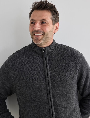 Chisel Knitwear Marle Sherpa Lined Zip Thru Jumper, Charcoal Marle product photo