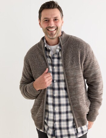 Chisel Sherpa Lined Zip Through Knitwear Jumper, Fawn Marle product photo