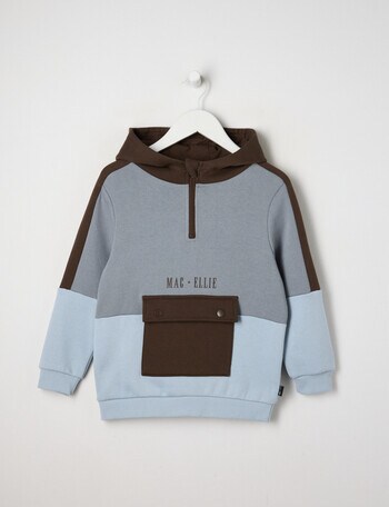 Mac & Ellie Colourblock 1/4 Zip Hoodie, Cloud product photo