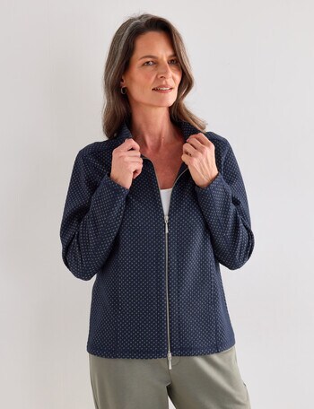 Ella J Two-Way Zip Sweatshirt, Navy product photo