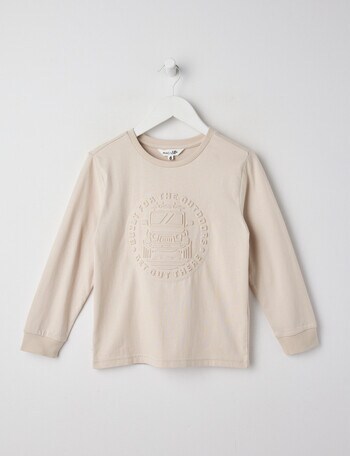 Mac & Ellie Deboss Jeep Long Sleeve Cuffed Tee, Stone product photo