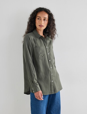 Denim Republic Lyocell Shirt, Dusty Olive product photo