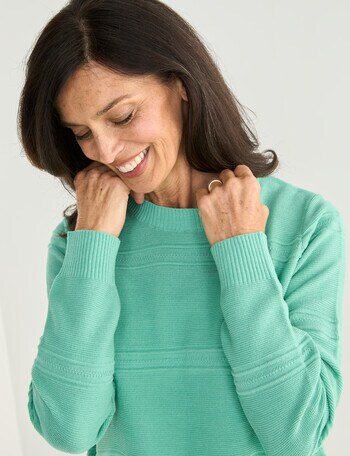 Ella J Textured Crew Neck, Green product photo