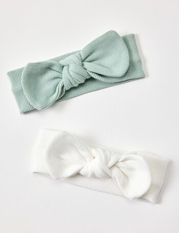 Teeny Weeny Waffle Headband, 2-Pack, White & Green product photo