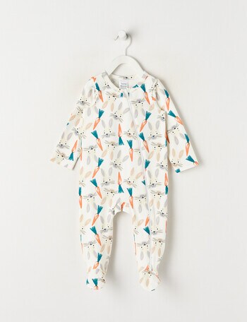 Teeny Weeny Sleep Stretch Cotton Bunny Sleepsuit, Stone White product photo
