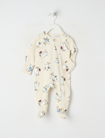 Teeny Weeny Sleep Stretch Cotton Seagull Sleepsuit, Cream product photo