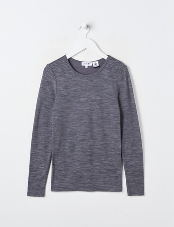 Blue Ink Merino & Cotton Blend Long Sleeve Top, Velveteen, 8-14 product photo