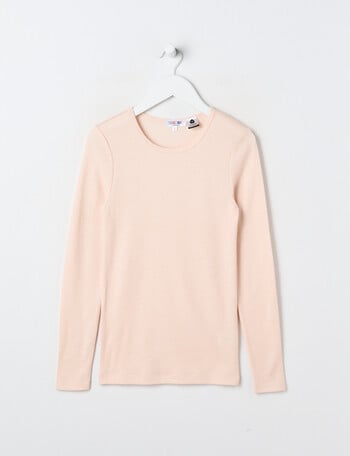 Blue Ink Merino & Cotton Blend Long Sleeve Top, Powder Pink, 8-14 product photo