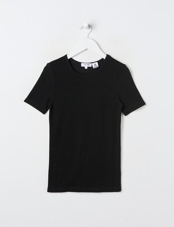 Blue Ink Merino & Cotton Blend Short Sleeve Top, Black, 8-14 product photo
