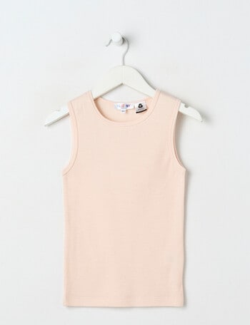 Blue Ink Merino & Cotton Blend Singlet, Powder Pink, 8-14 product photo