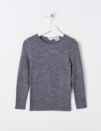 Blue Ink Merino & Cotton Blend Long Sleeve Top, Velveteen, 3- 7 product photo