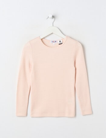 Blue Ink Merino & Cotton Blend Long Sleeve Top, Powder Pink, 3-7 product photo