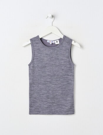 Blue Ink Merino & Cotton Blend Singlet, Velveteen, 3-7 product photo