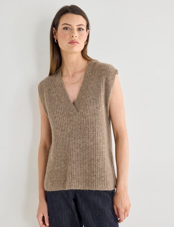 Jigsaw Compose Cosy Alpaca Vest, Soft Brown product photo
