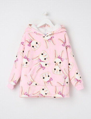 Sleep Mode Bunny Oversized Hoodie, Sorbet Pink, 2-8 product photo