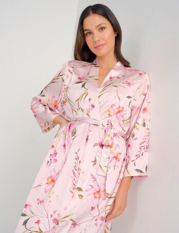 Whistle Sleep Satin Robe, Vintage Blush Print product photo