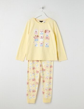 Sleep Squad Pup Pals Knit Long PJ Set, Wax Paper, 8-16 product photo