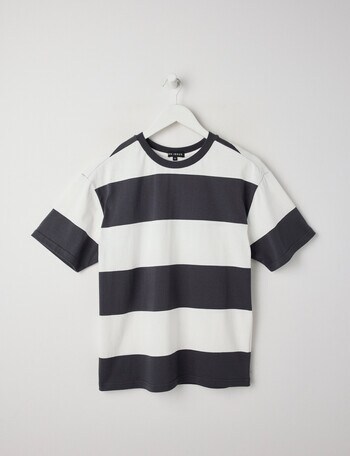 No Issue Block Stripe Short Sleeve Tee, Charcoal product photo