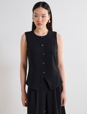 State of play Foy High Neck Waistcoat, Black product photo