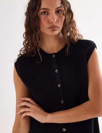 Mineral Theo Sleeveless Cardigan, Black product photo