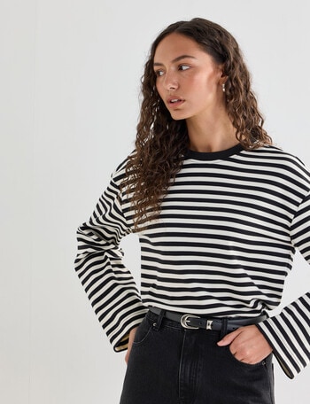 Mineral Alba Stripe Long Sleeve Tee, Chalk Stripe product photo