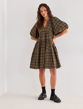 Mineral Niamh Dress, Winter Moss & Black Check product photo
