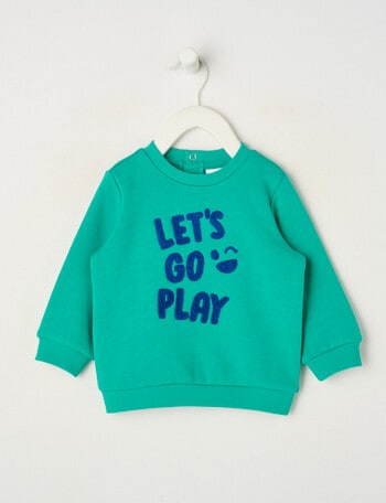 Teeny Weeny Play Time Fleece Sweatshirt, Emerald Green product photo