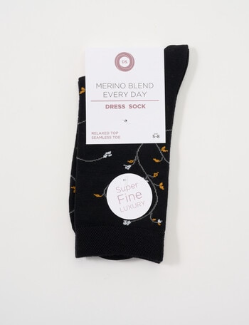 DS Socks Merino Flower Crew Socks, Black product photo