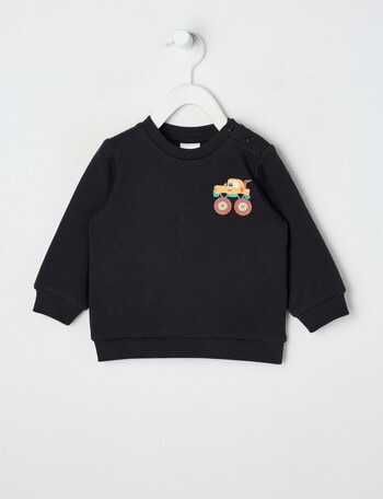 Teeny Weeny Play Time Big Race Fleece Sweatshirt, Black product photo