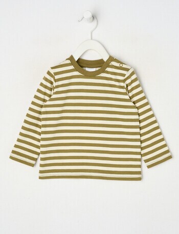 Teeny Weeny Play Time Stripe Long Sleeve Tee, Olive & Chalk product photo