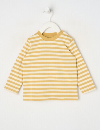 Teeny Weeny Play Time Stripe Long Sleeve Tee, Mustard & Chalk product photo