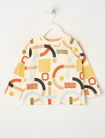 Teeny Weeny Play Time Abstract Long Sleeve Tee, Chalk product photo